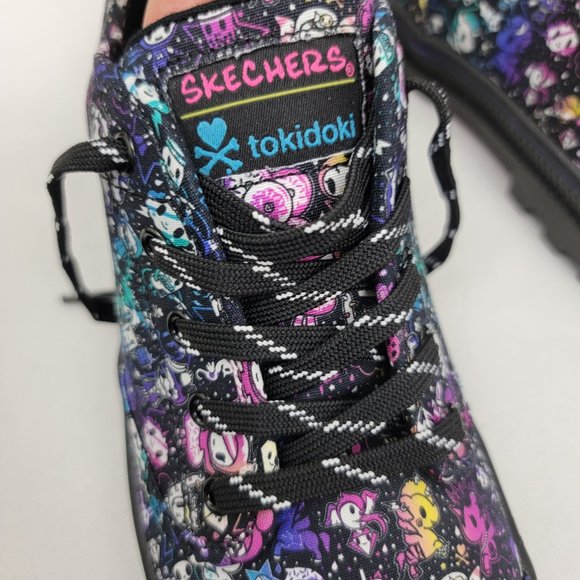 SKECHERS TOKIDOKI Womens 7.5 Shoes Roadies TOKIROADIE Black Multi Sneakers Cute - Picture 10 of 11